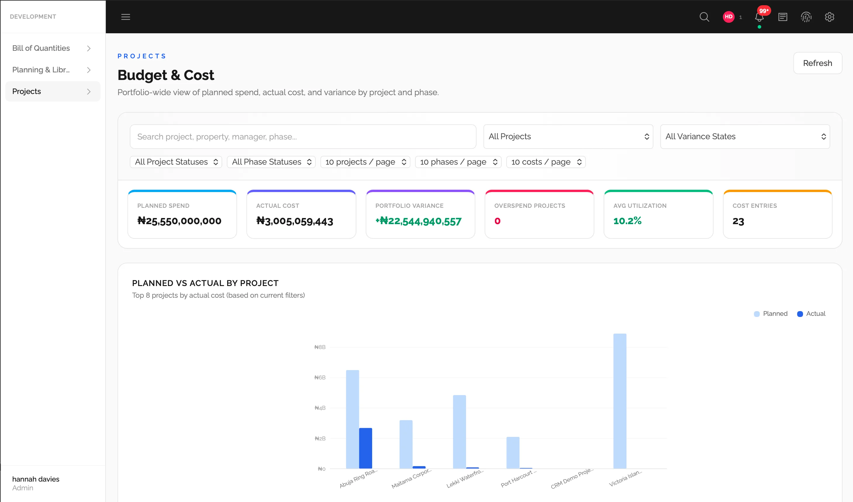 Projects module screenshot (3 of 7)