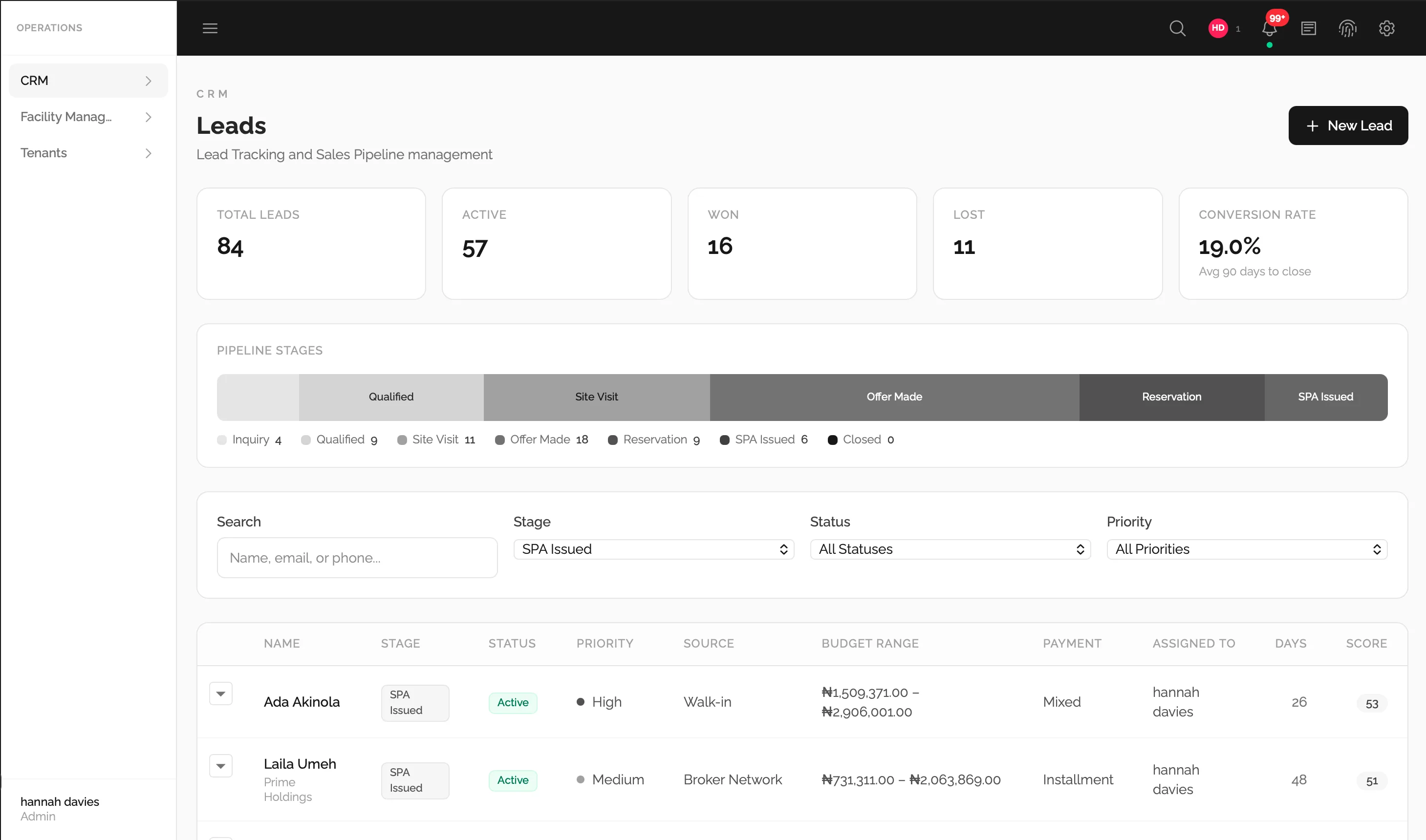 Crm module screenshot (3 of 5)